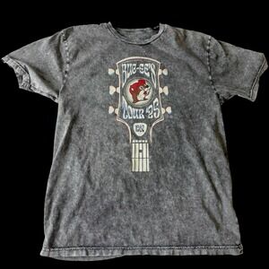 Buc-ees Tour 25 Mineral Wash T-Shirt Charcoal Grey Large 1982 Guitar